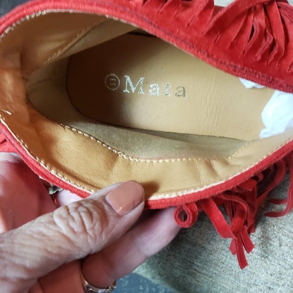 Womens RED Center Cut Fringe Ankle Booties. Size 11 - Picture 7 of 9